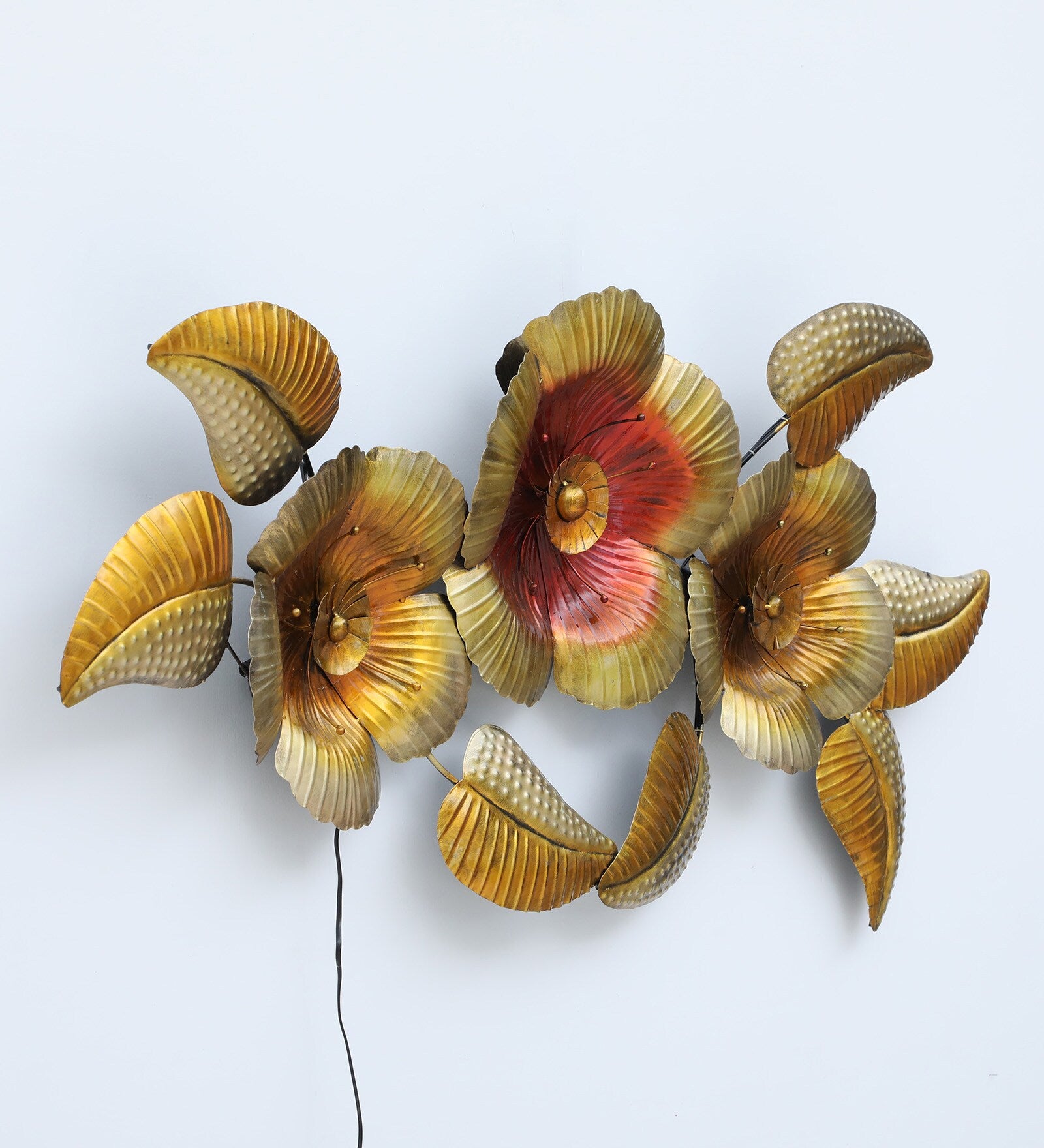 Golden Blossom Radiance Metal Wall Art with LED