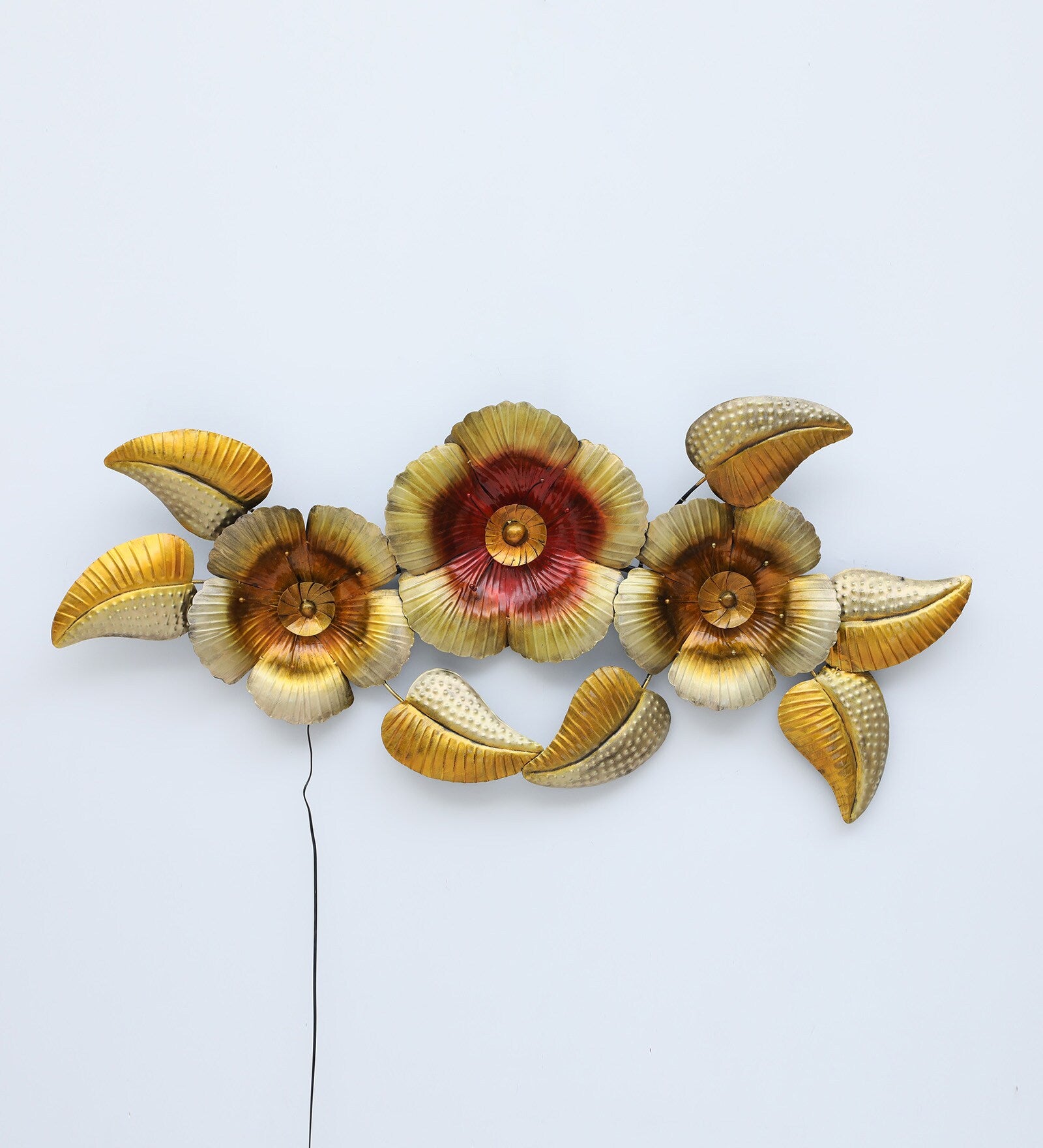 Golden Blossom Radiance Metal Wall Art with LED