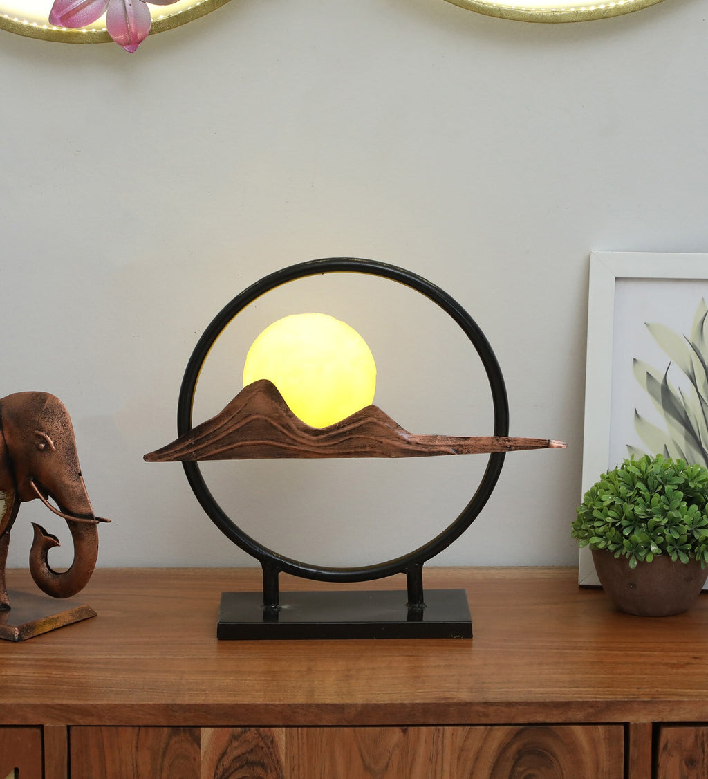 Mountain with Moon Metal Art Showpiece
