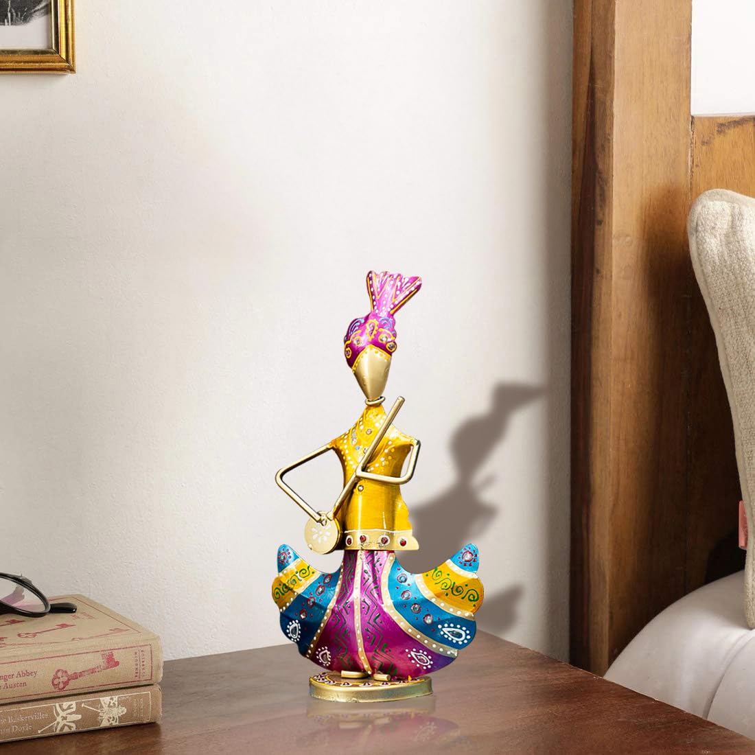 Vibrant Rajasthani Musician Trio – Handcrafted Metal Figurines (Set of 3)