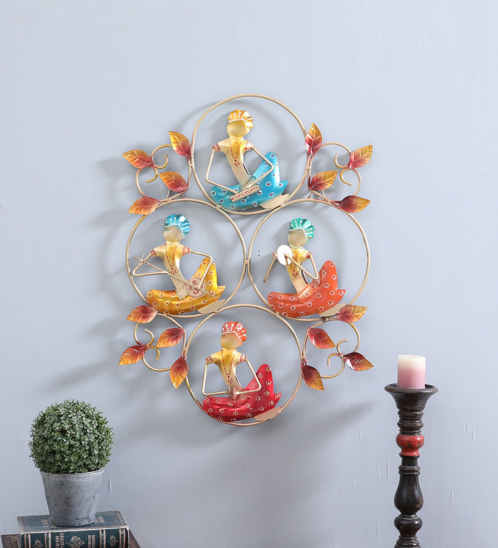 Colorful Baba Tribal Musician Metal Wall Art (18 x 25 inch)