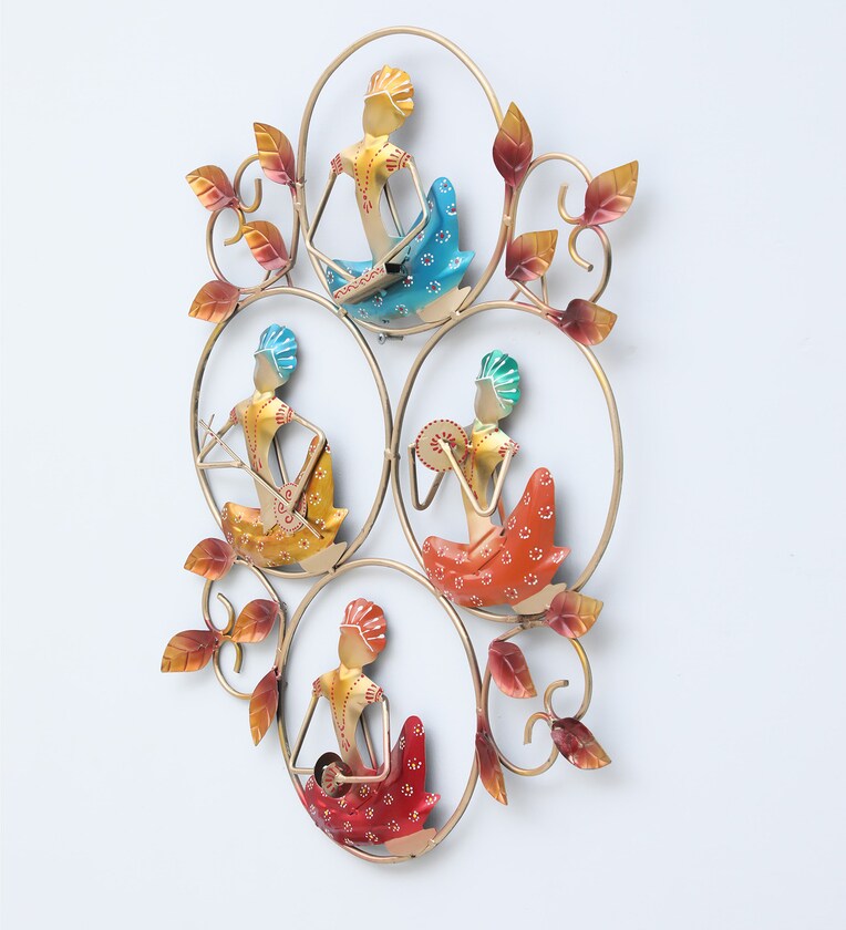 Colorful Baba Tribal Musician Metal Wall Art (18 x 25 inch)