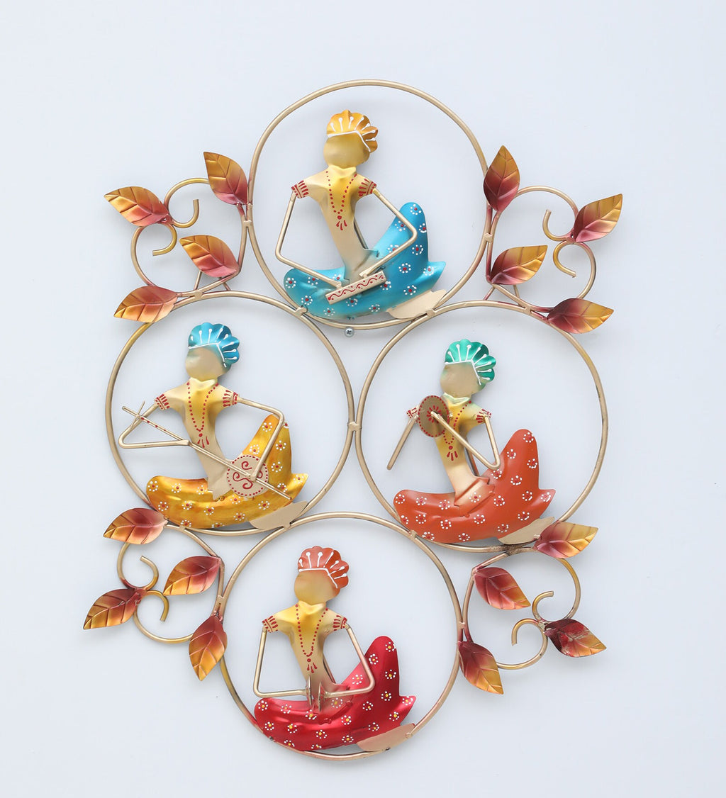 Colorful Baba Tribal Musician Metal Wall Art (18 x 25 inch)