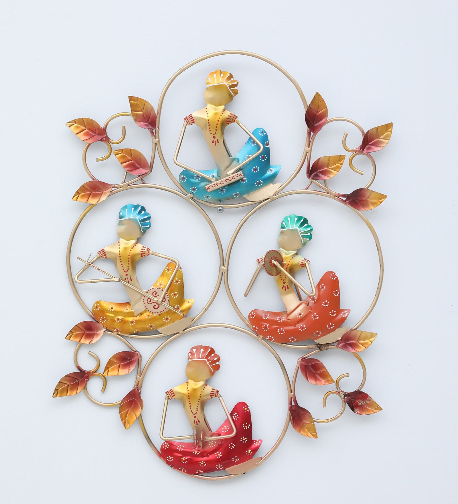 Colorful Baba Tribal Musician Metal Wall Art (18 x 25 inch)