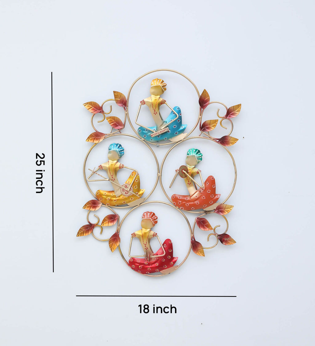 Colorful Baba Tribal Musician Metal Wall Art (18 x 25 inch)
