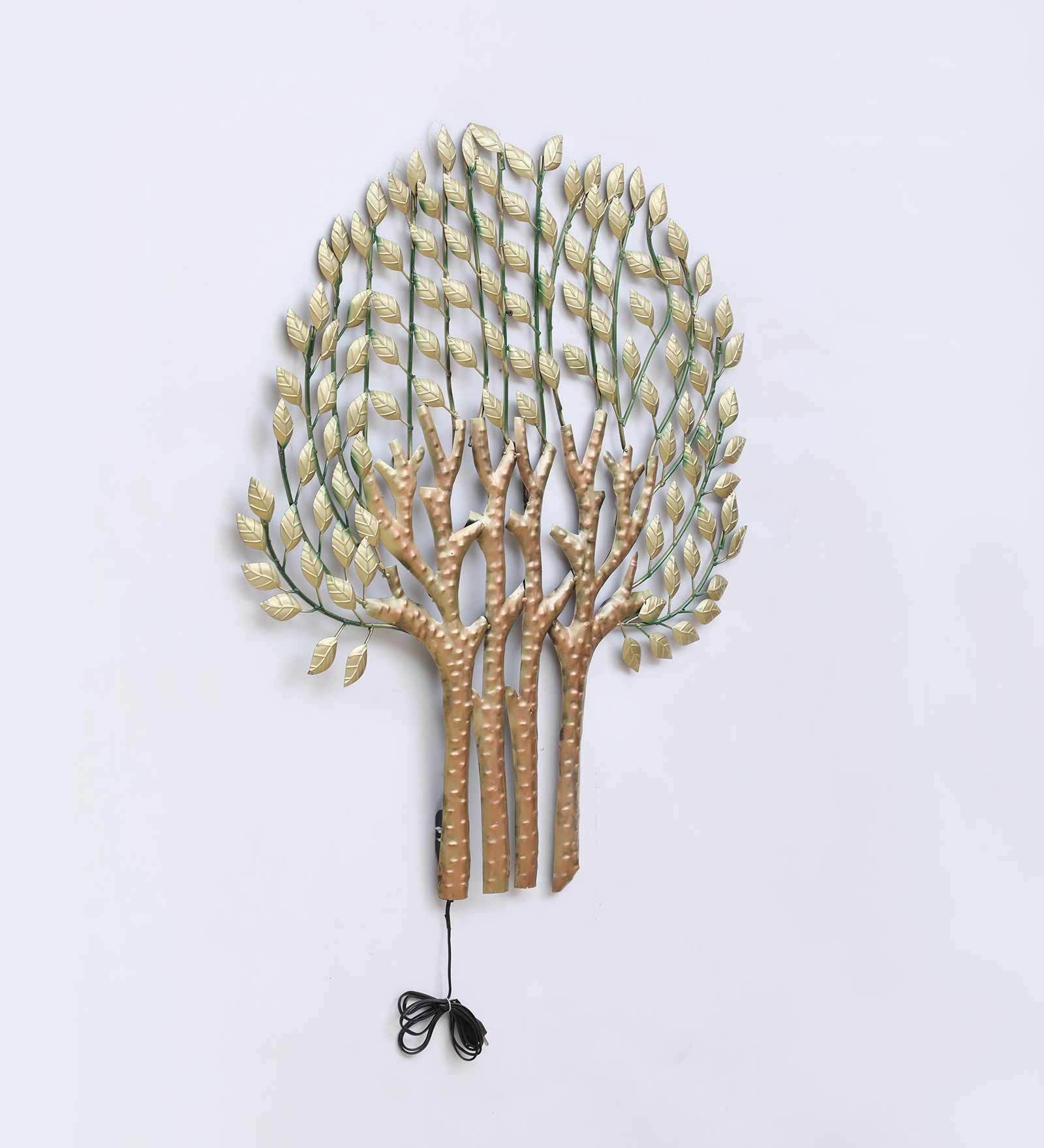 Golden Tana Tree of Life Metal Wall Art with LED Backlight