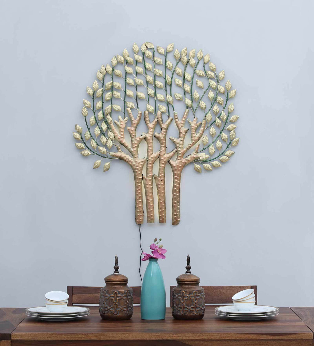 Golden Tana Tree of Life Metal Wall Art with LED Backlight
