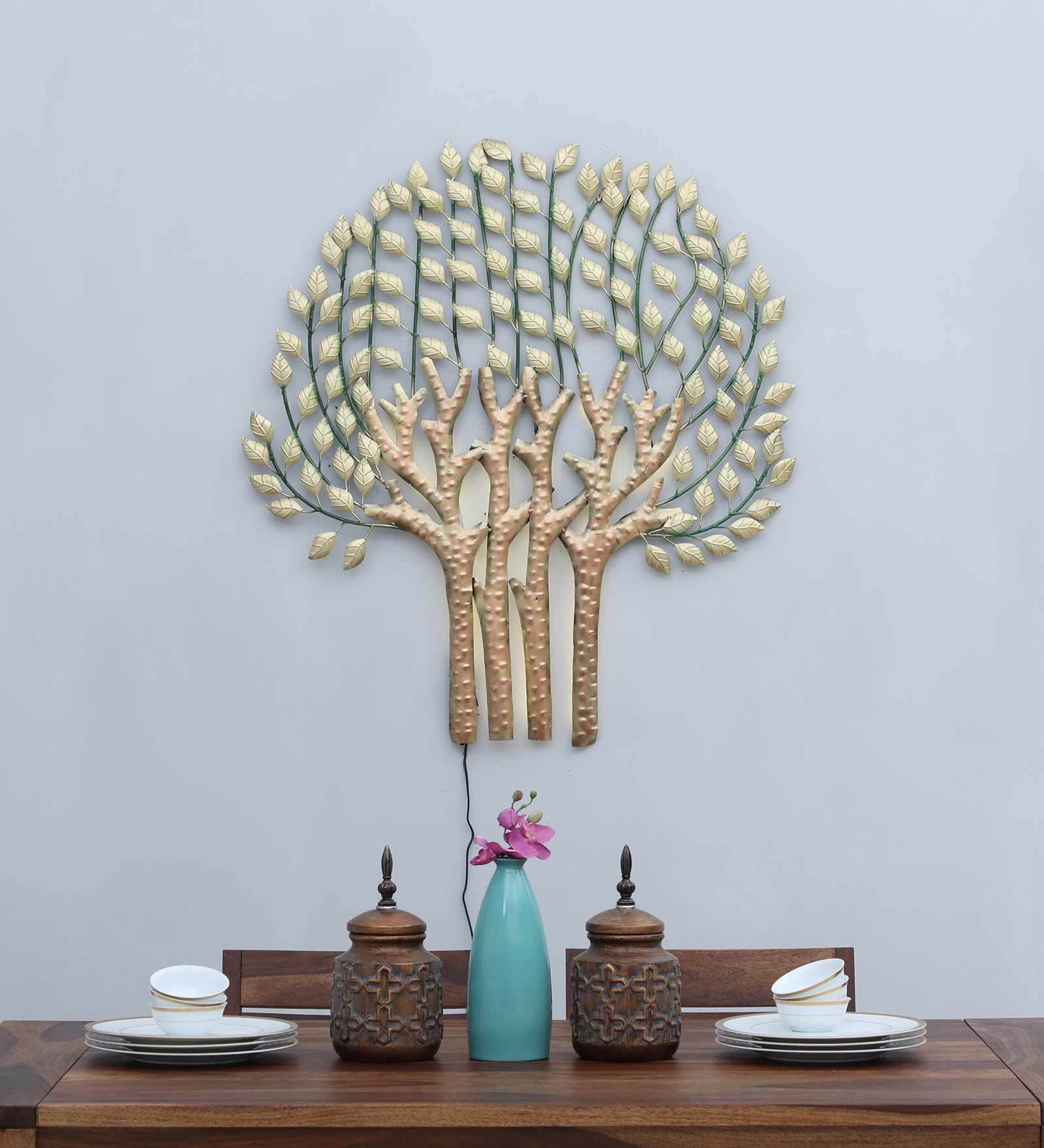 Golden Tana Tree of Life Metal Wall Art with LED Backlight