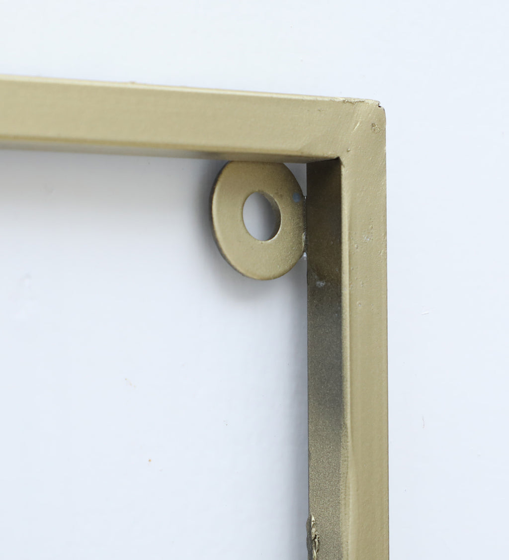 Elegant Blue & Gold Floral Metal Wall Art (33.5 x 12.5 Inch)