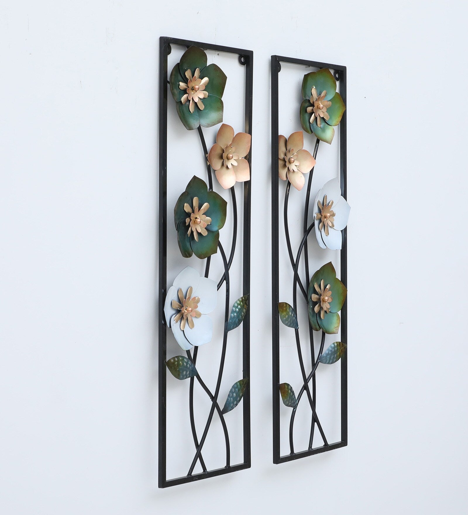 Elegant Floral Metal Wall Art Set (36 x 11.5 Inch Each)