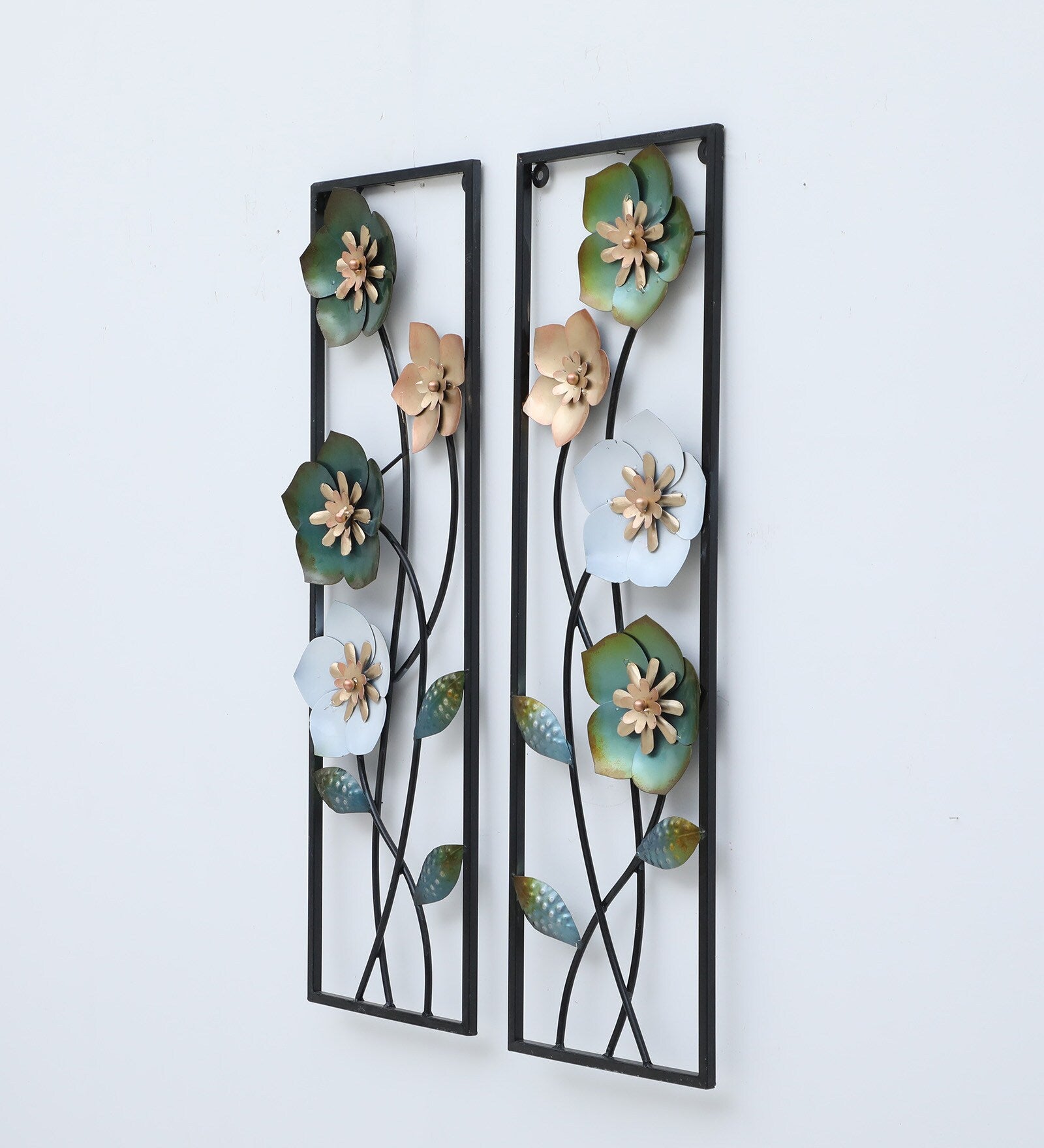 Elegant Floral Metal Wall Art Set (36 x 11.5 Inch Each)