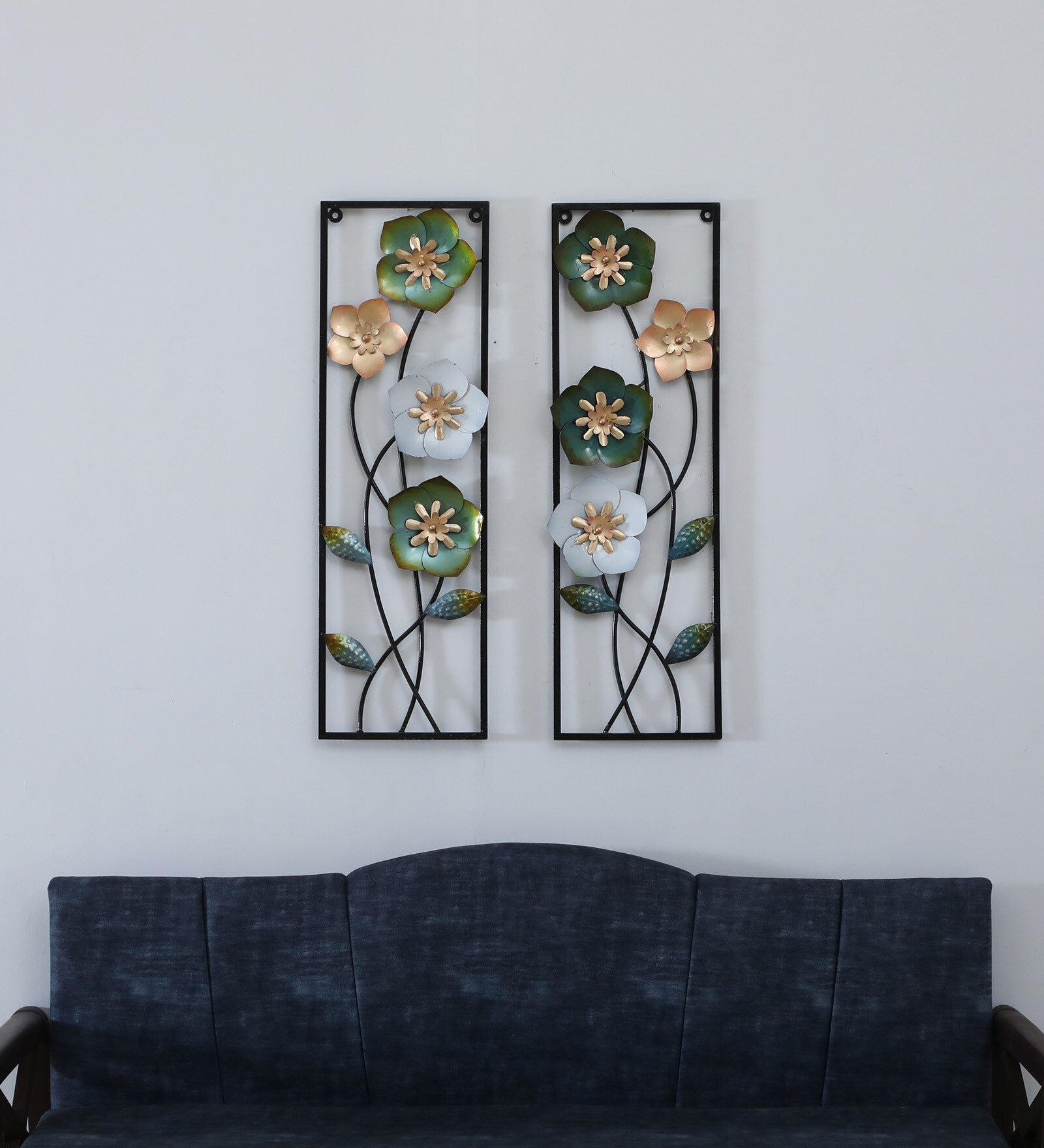 Elegant Floral Metal Wall Art Set (36 x 11.5 Inch Each)