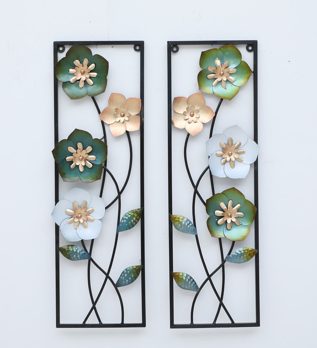 Elegant Floral Metal Wall Art Set (36 x 11.5 Inch Each)