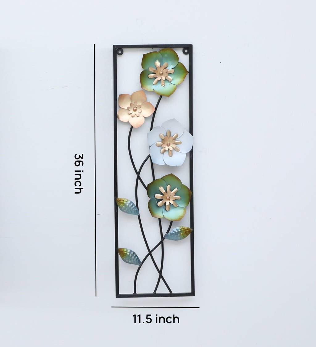 Elegant Floral Metal Wall Art Set (36 x 11.5 Inch Each)