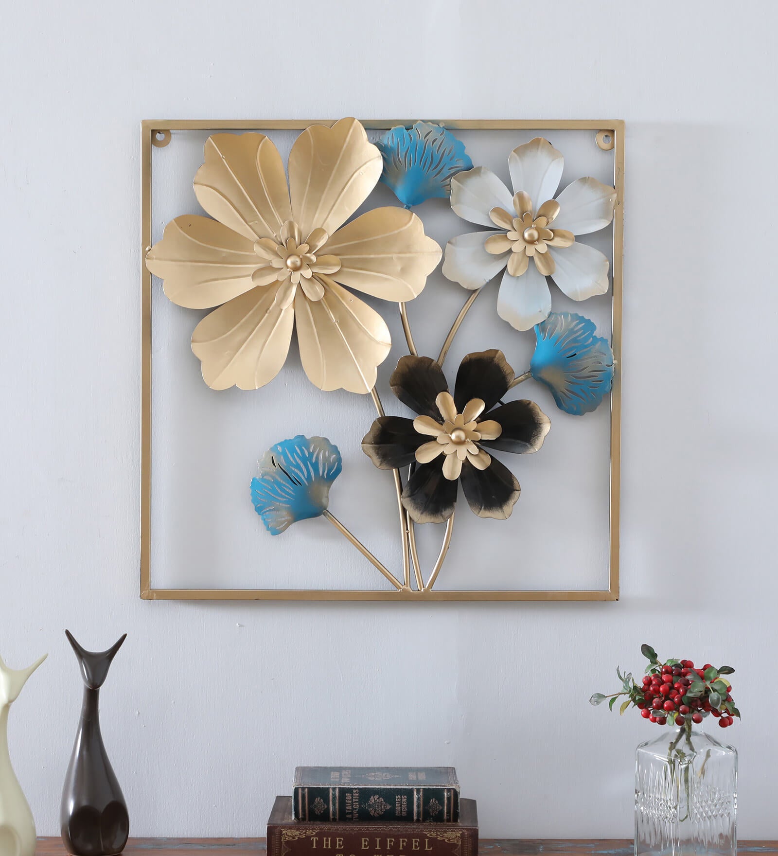 Golden Bloom Elegance Metal Wall Art