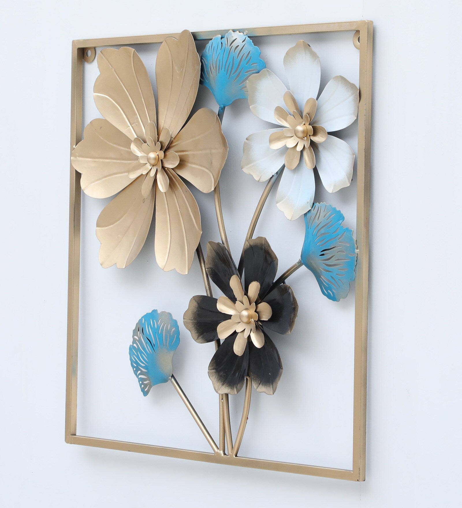 Golden Bloom Elegance Metal Wall Art