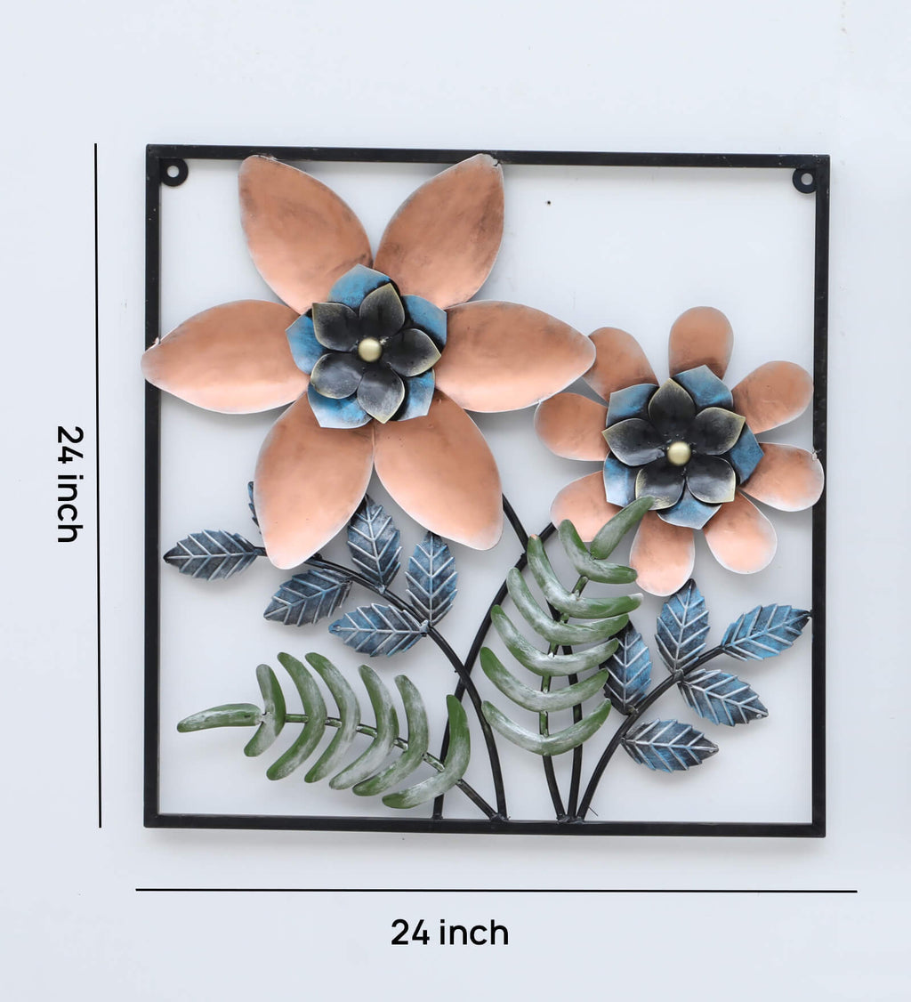 Elegant Dual Floral Metal Wall Art (Set of 2)