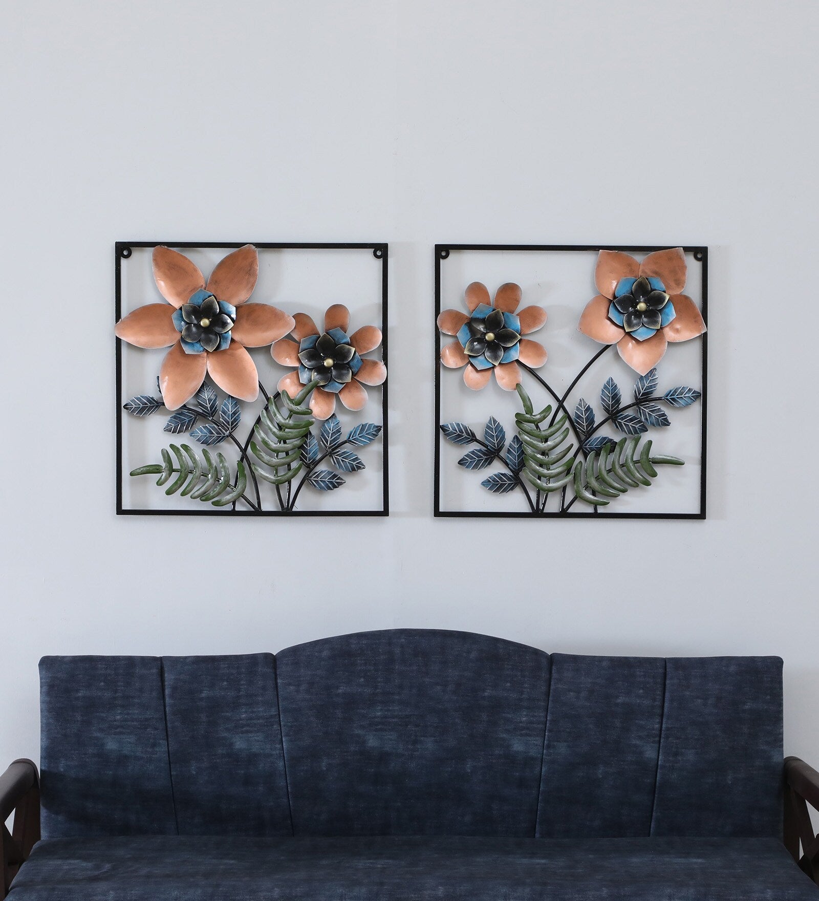 Elegant Dual Floral Metal Wall Art (Set of 2)