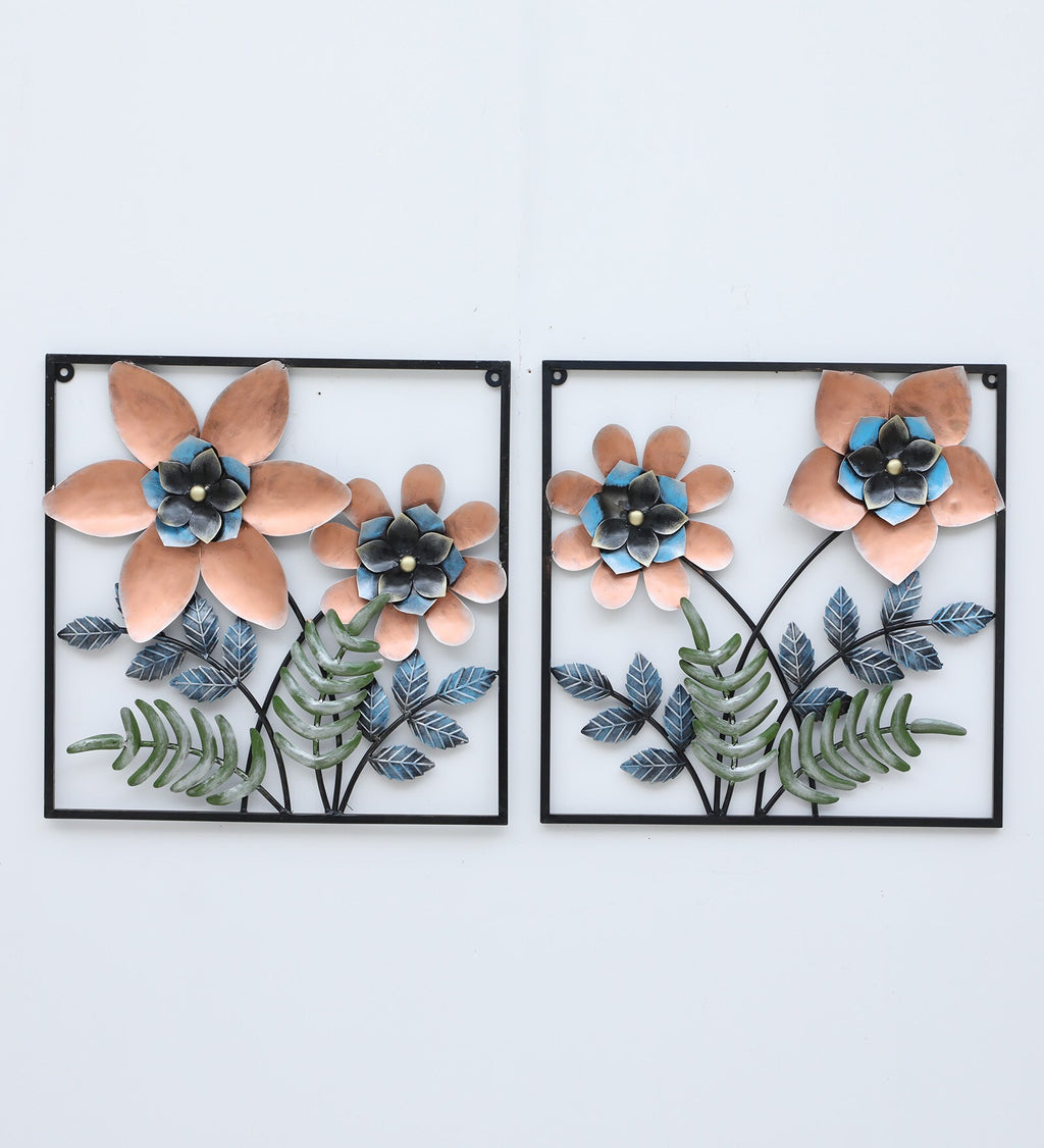 Elegant Dual Floral Metal Wall Art (Set of 2)