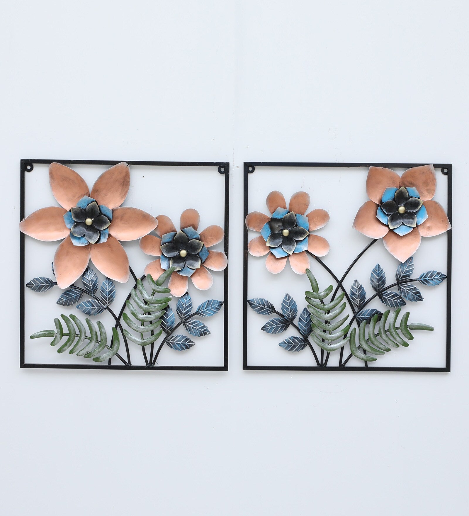 Elegant Dual Floral Metal Wall Art (Set of 2)