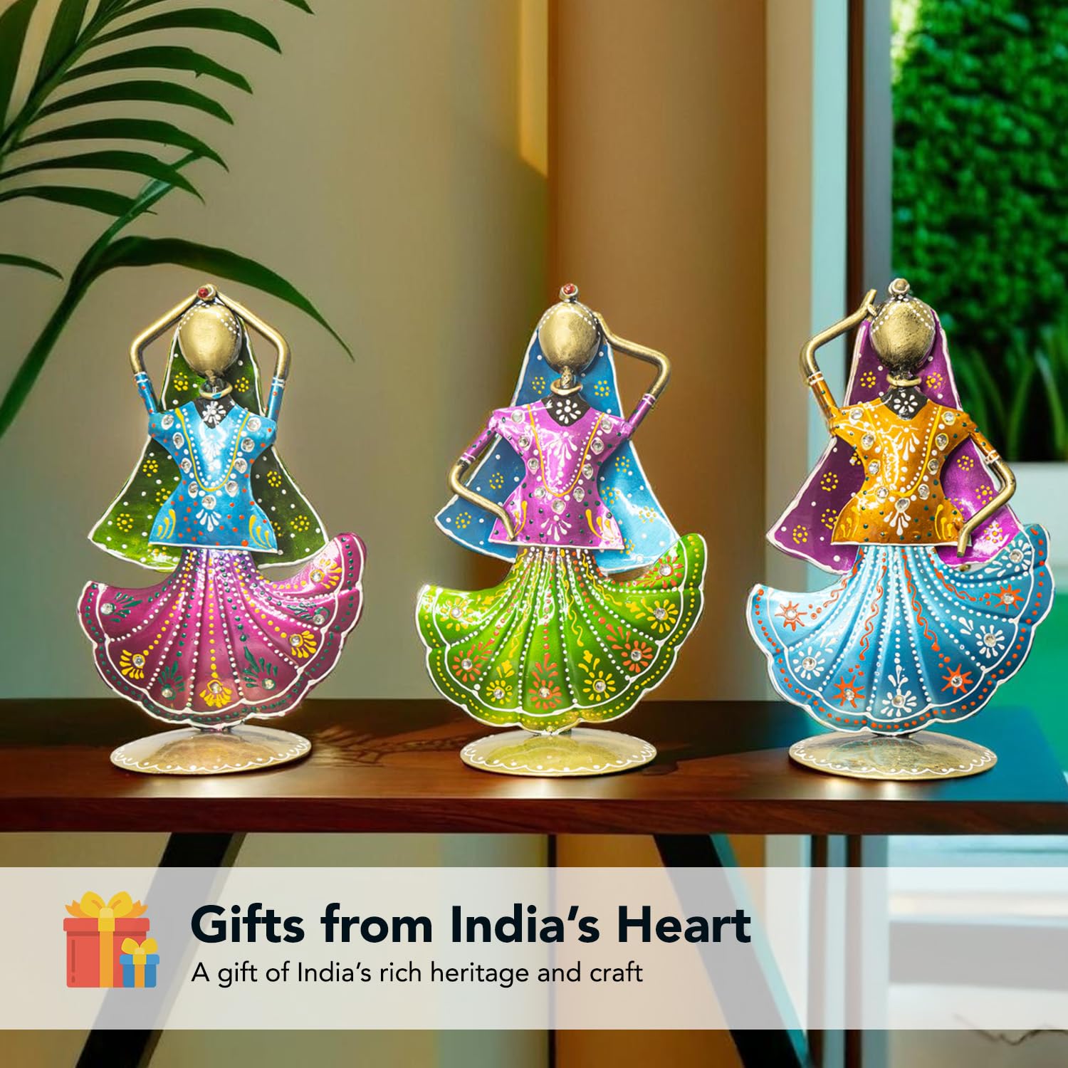Handcrafted Rajasthani Iron Dancing Lady Figurines – Traditional Art in Vibrant Hues
