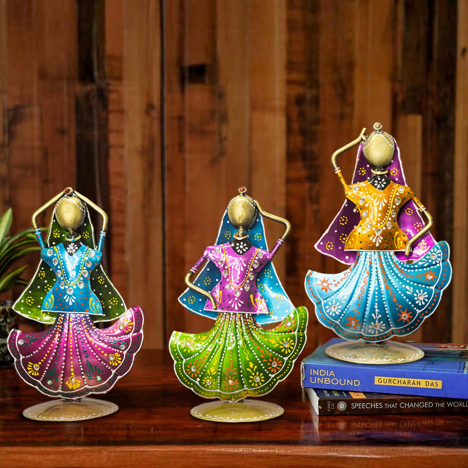 Handcrafted Rajasthani Iron Dancing Lady Figurines – Traditional Art in Vibrant Hues