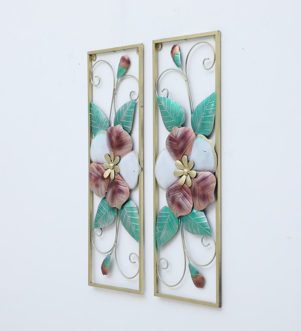 Elegant Floral Metal Wall Art Panels (Set of 2)
