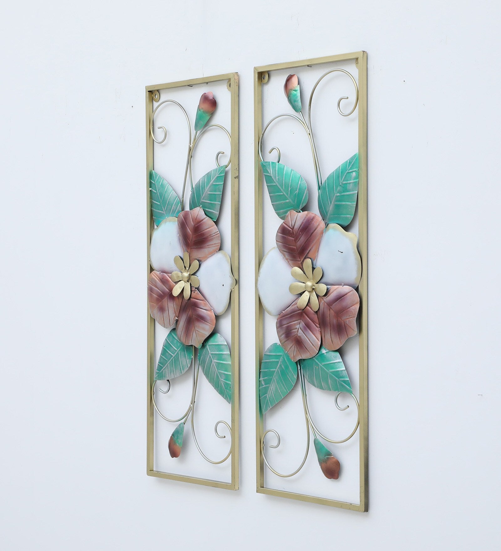 Elegant Floral Metal Wall Art Panels (Set of 2)