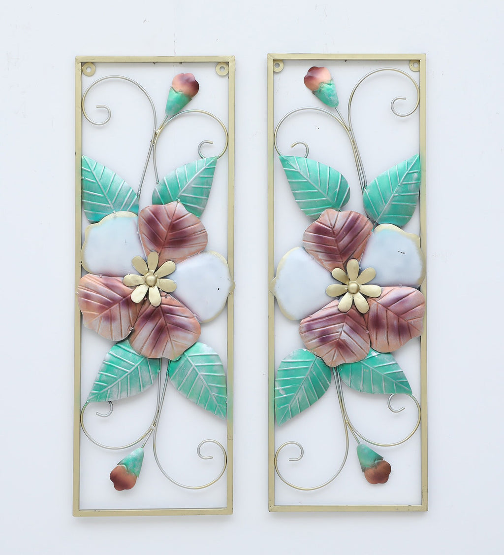 Elegant Floral Metal Wall Art Panels (Set of 2)