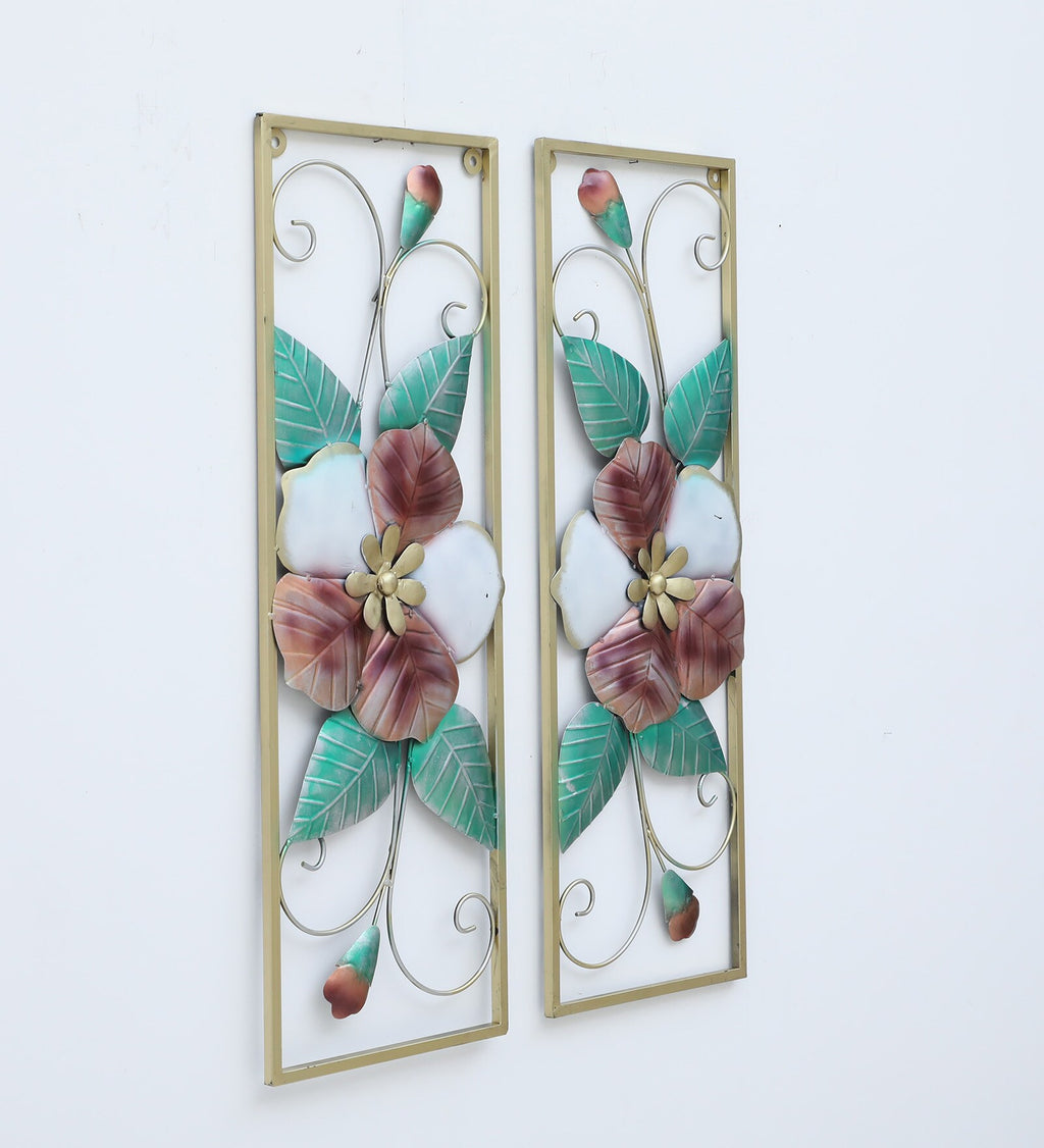 Elegant Floral Metal Wall Art Panels (Set of 2)