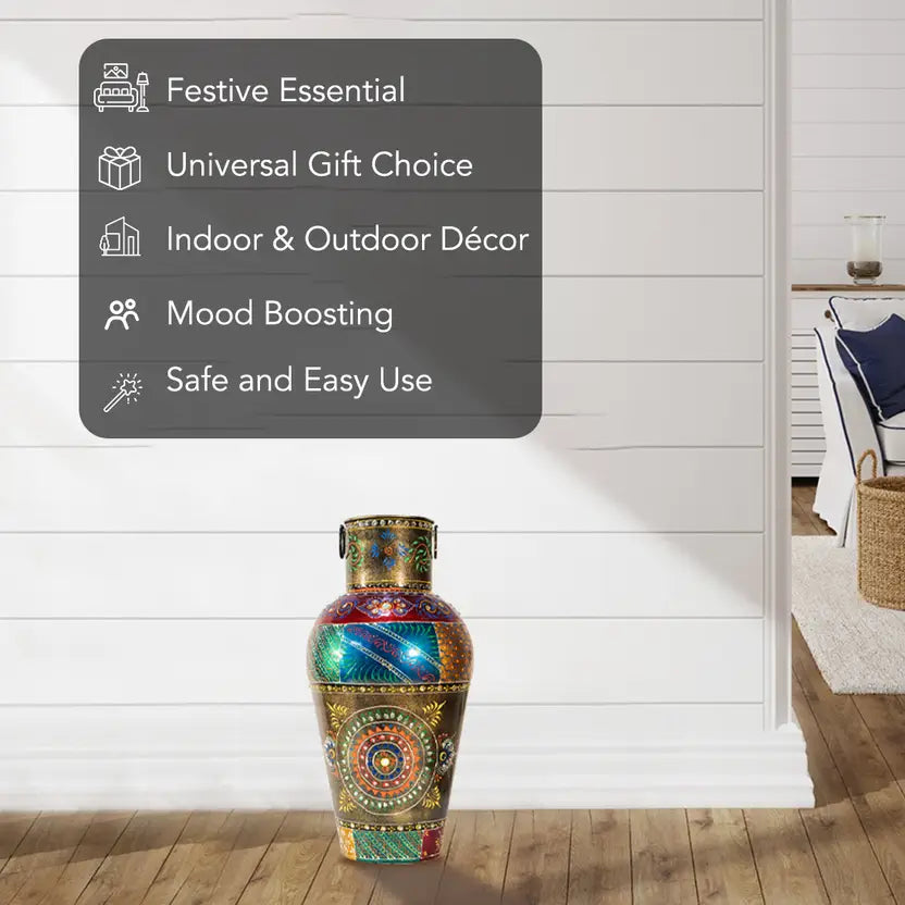 Handcrafted Multicolor Iron Decorative Flower Vase – 46 cm