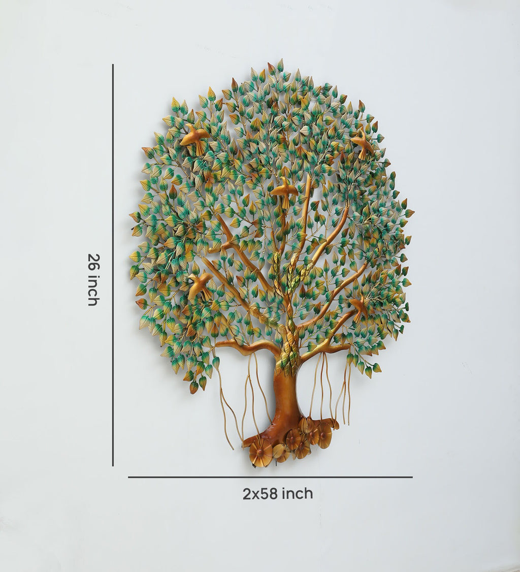 Handcrafted Metal Tree of Life Wall Art with LED Light (26x58 Inch)