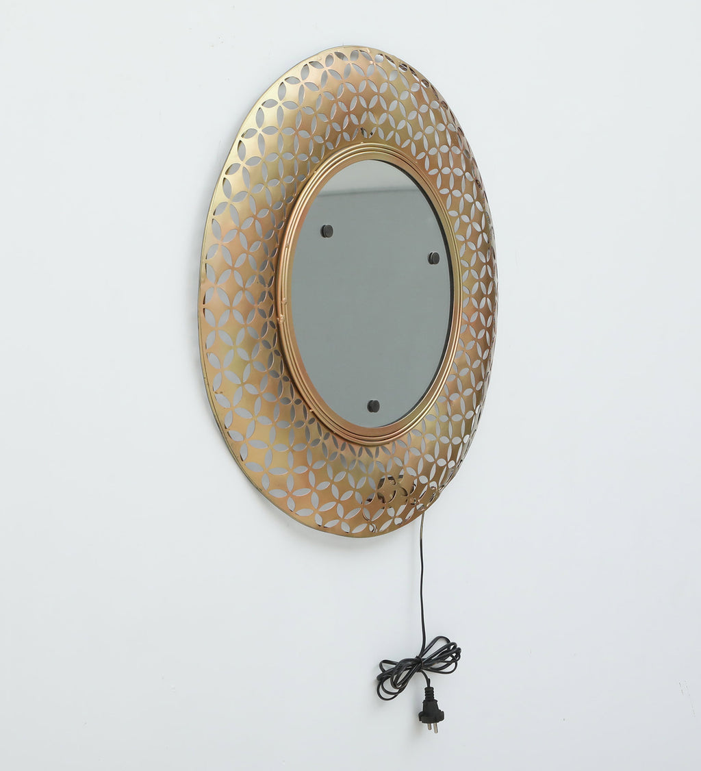 Golden Round LED Mirror Wall Decor (24x24 Inch)