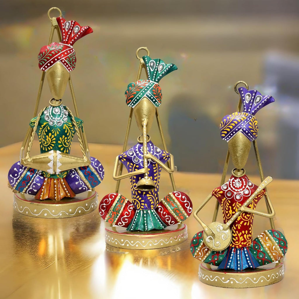 Traditional Rajasthani Musician Figurines – Handcrafted Tabletop Décor