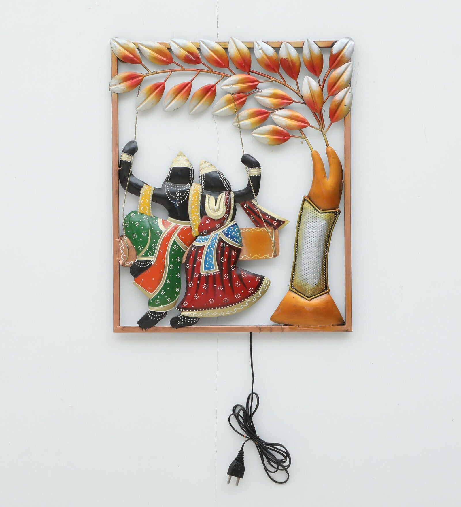 Vibrant Metal Wall Art of Couple on Swing Under Tree julla (24x18 Inch)