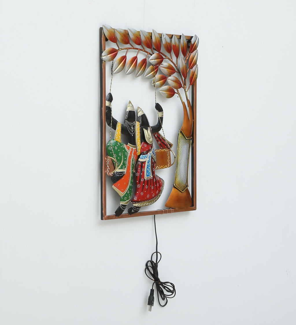 Vibrant Metal Wall Art of Couple on Swing Under Tree julla (24x18 Inch)