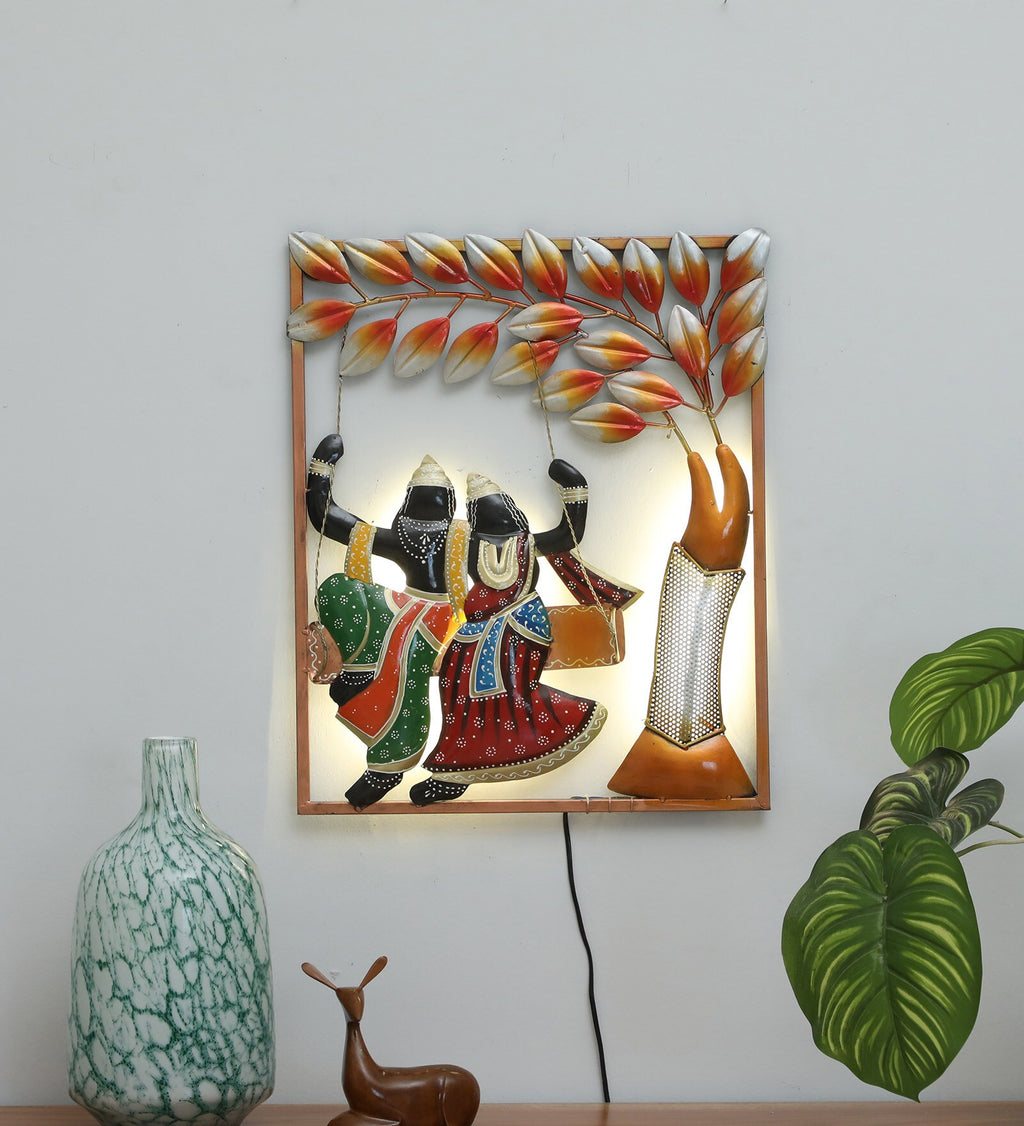 Vibrant Metal Wall Art of Couple on Swing Under Tree julla (24x18 Inch)