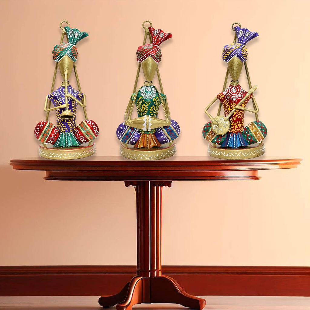 Traditional Rajasthani Musician Figurines – Handcrafted Tabletop Décor