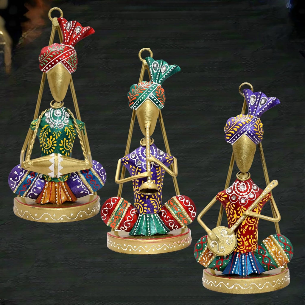 Traditional Rajasthani Musician Figurines – Handcrafted Tabletop Décor