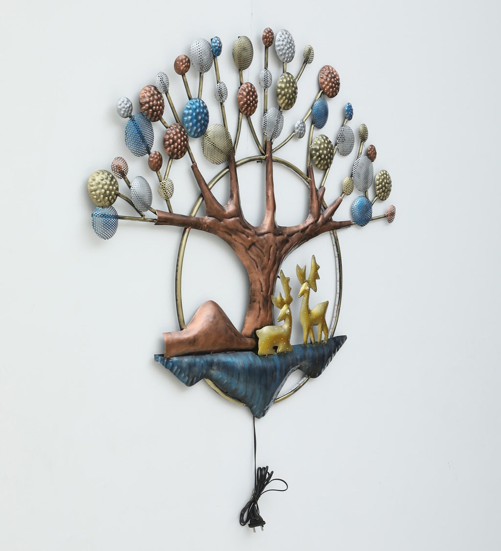 Enchanted Tree with Deer Metal Wall Art (LED Lighted)