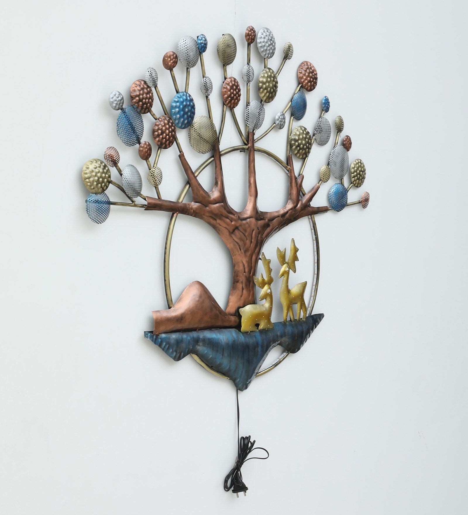 Enchanted Tree with Deer Metal Wall Art (LED Lighted)