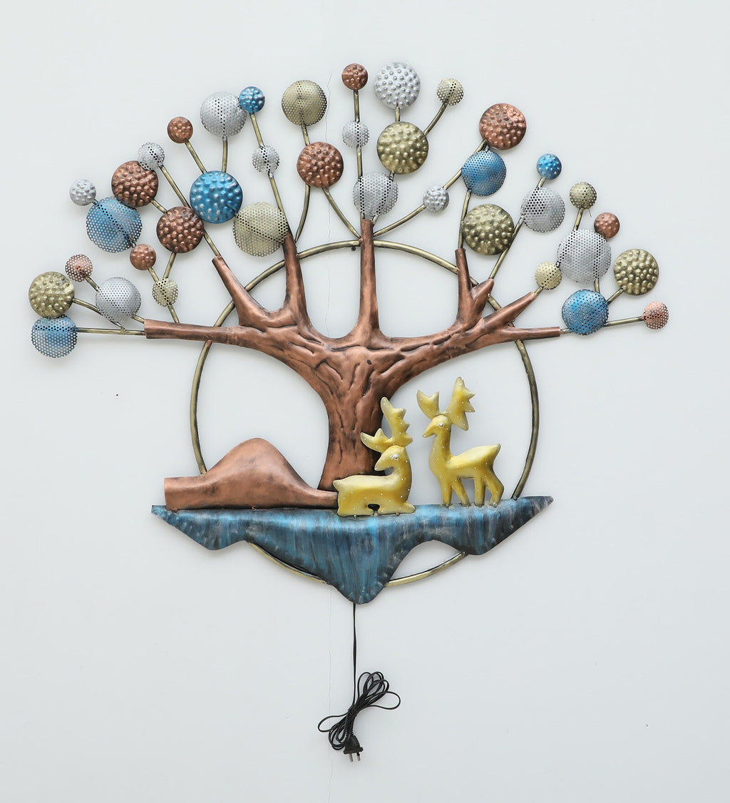 Enchanted Tree with Deer Metal Wall Art (LED Lighted)