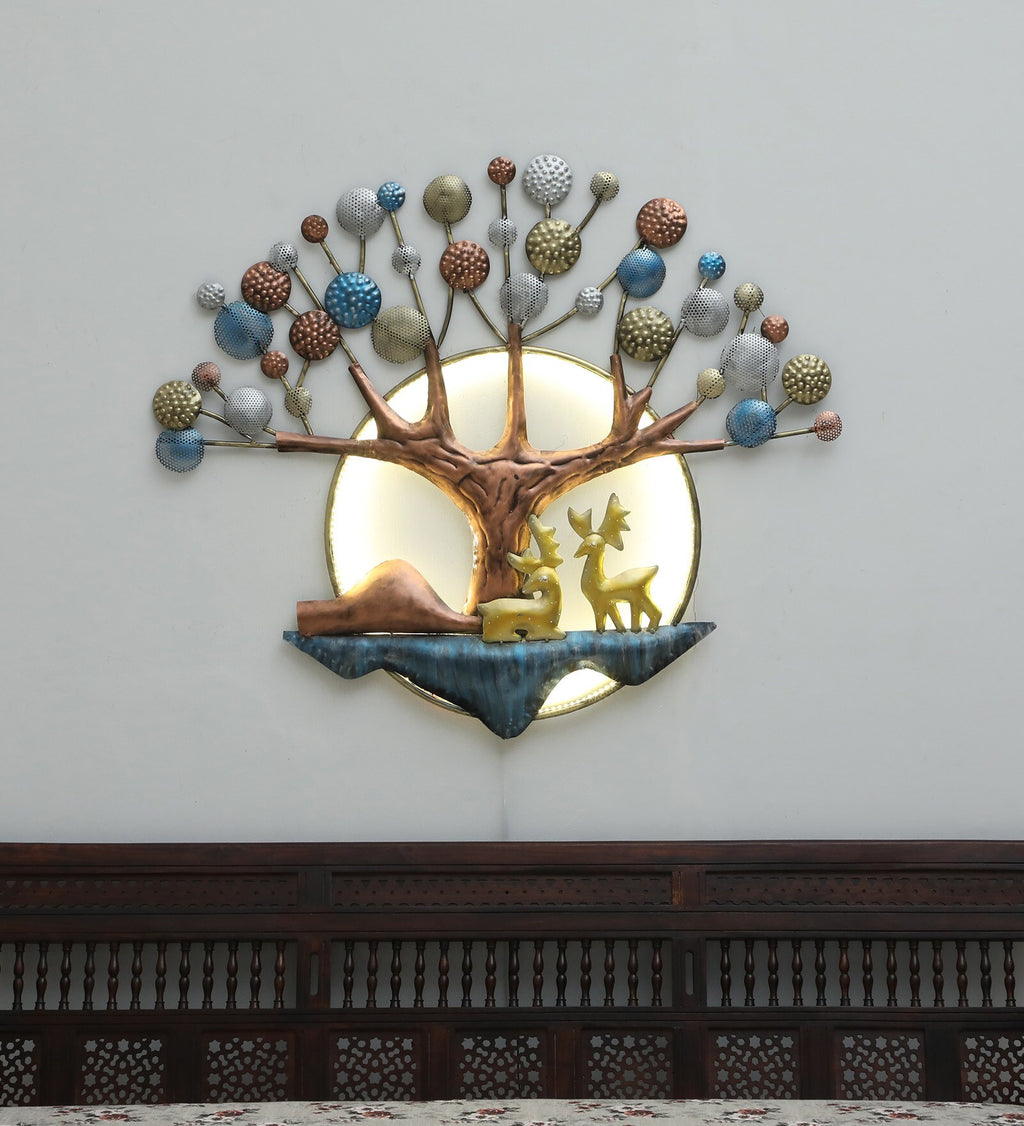 Enchanted Tree with Deer Metal Wall Art (LED Lighted)