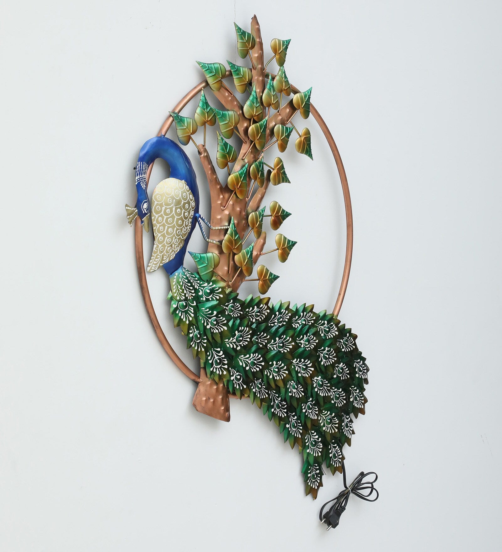 Majestic Ring Peacock Metal Wall Art with LED