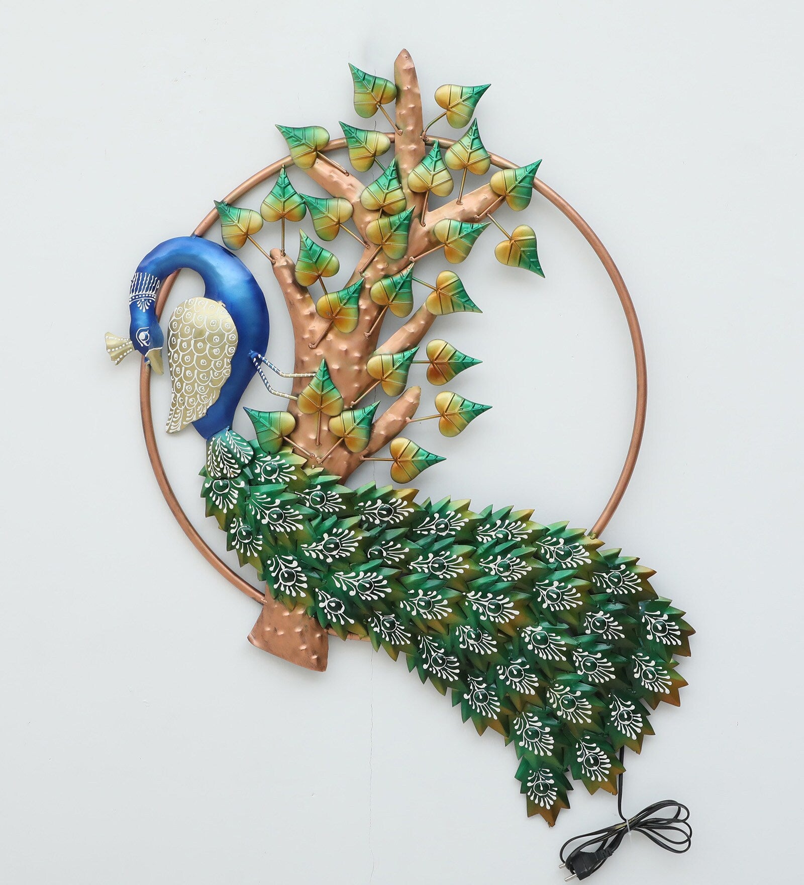 Majestic Ring Peacock Metal Wall Art with LED