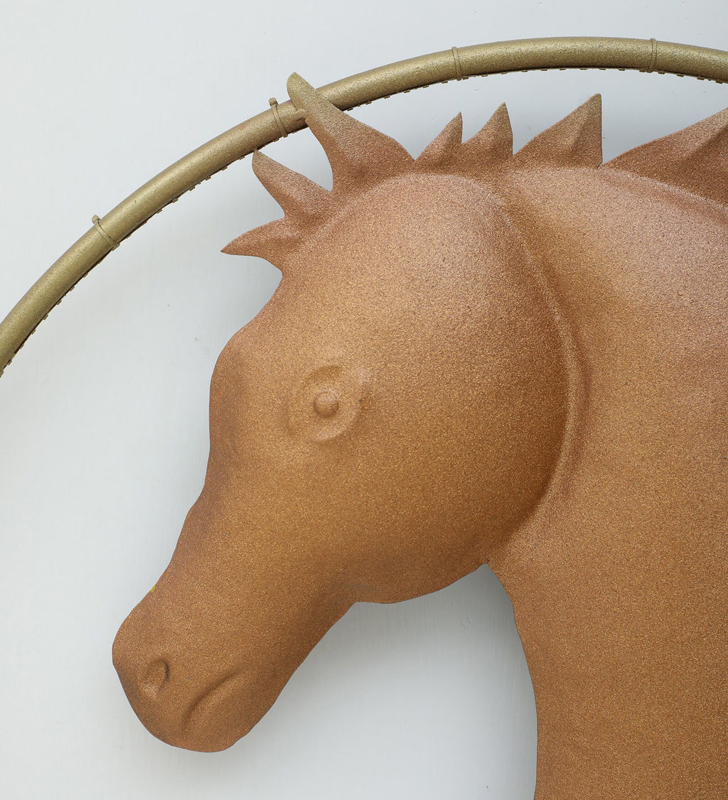 Golden Gallop Metal Horse Wall Art with LED Light