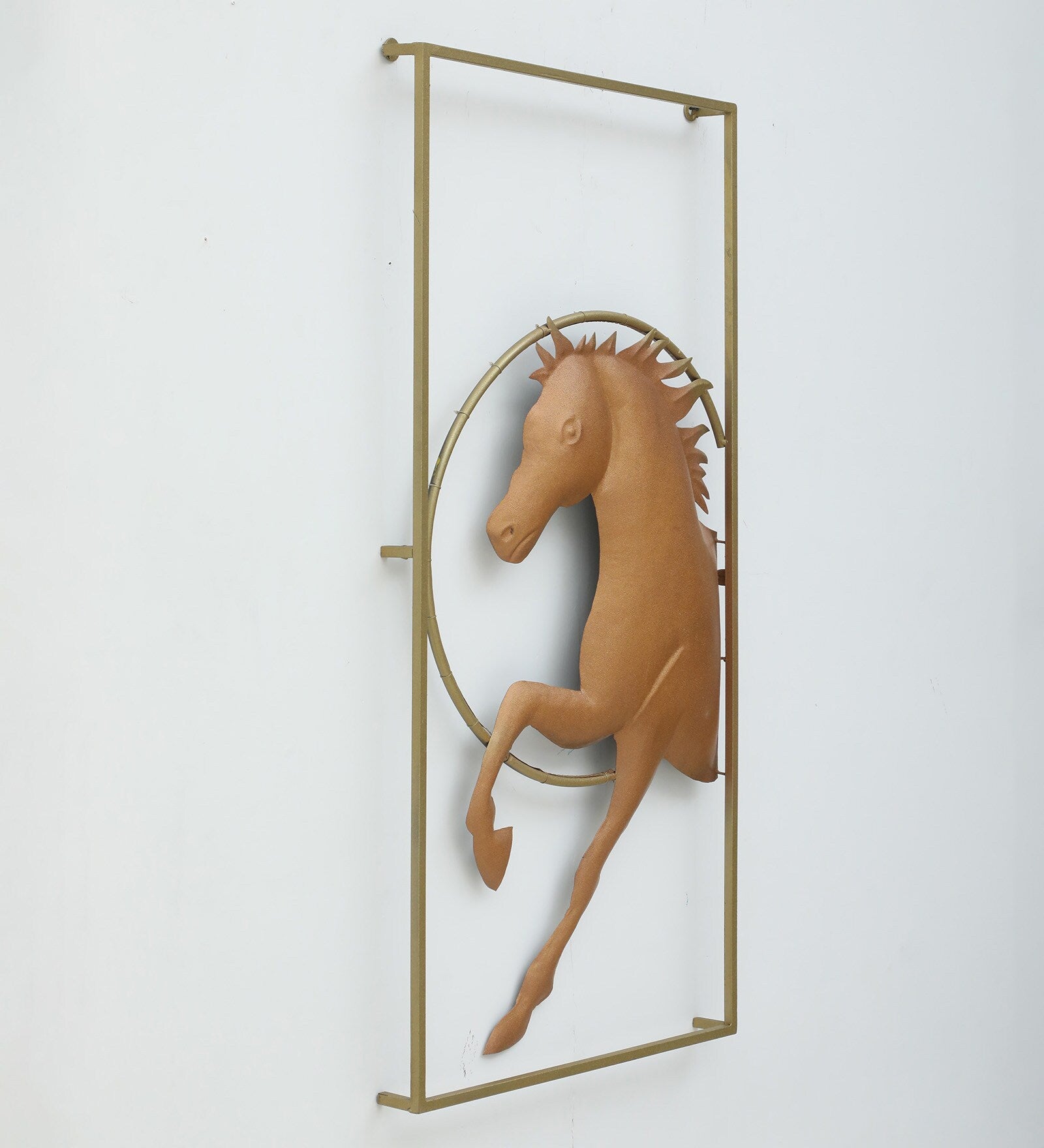 Golden Gallop Metal Horse Wall Art with LED Light