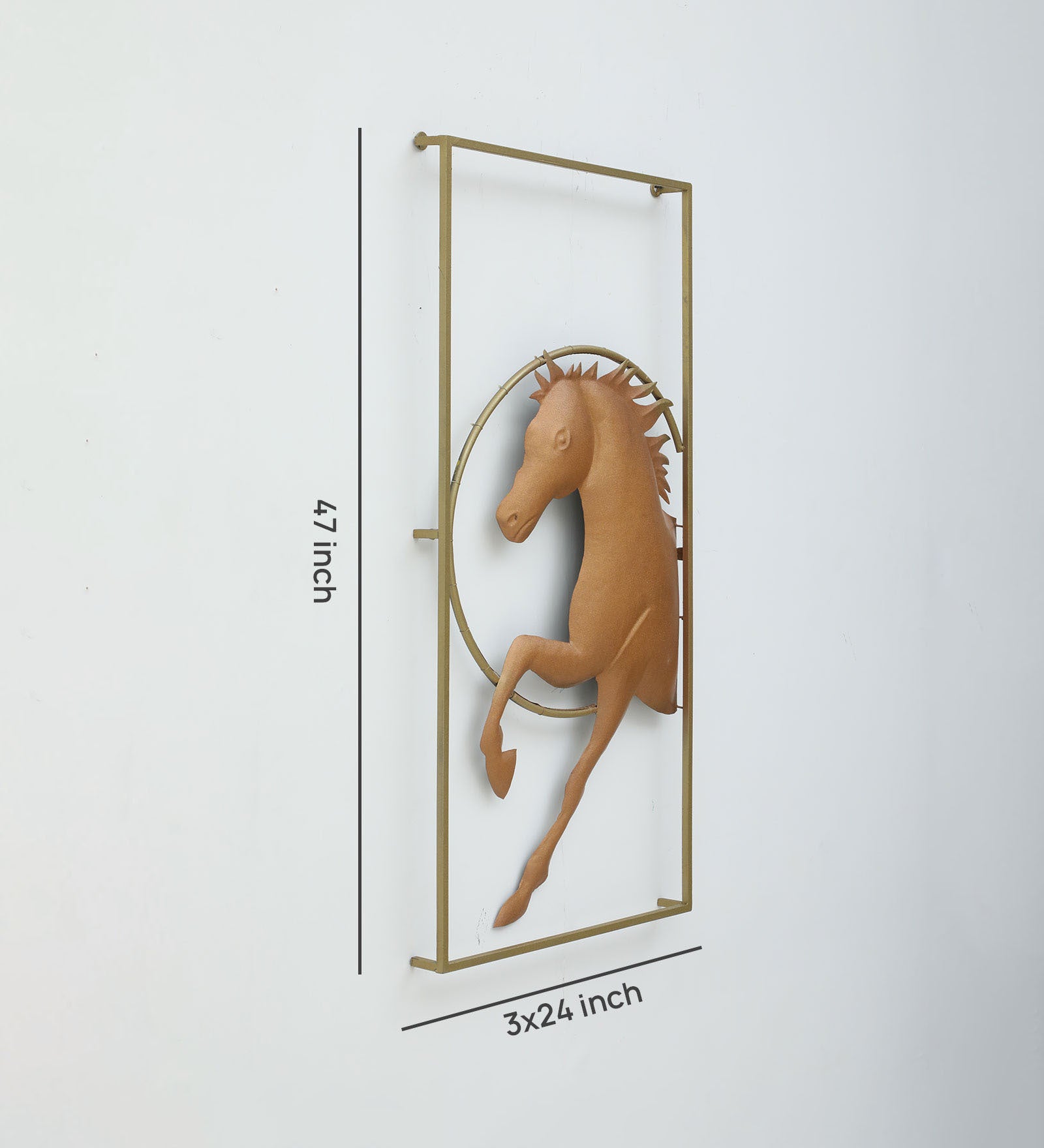 Golden Gallop Metal Horse Wall Art with LED Light