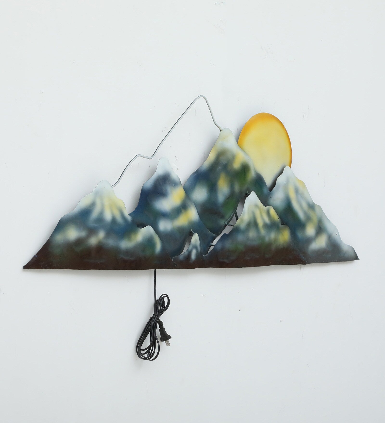 Illuminated Metal Wall Art – Mountain Sunrise Design (51x17 inch)