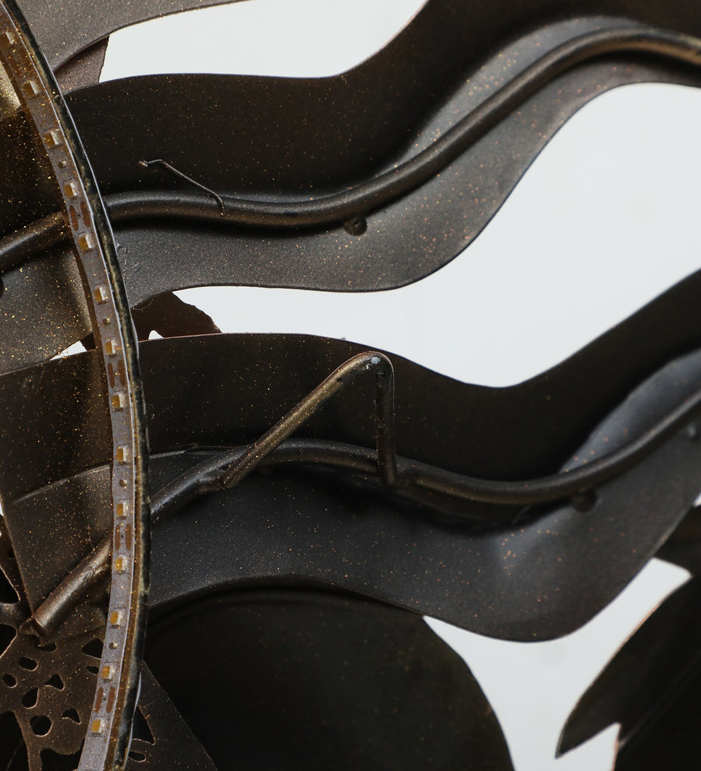 Elegant Seven Horses Metal Wall Art with Radiant Sun Design (LED Backlight)